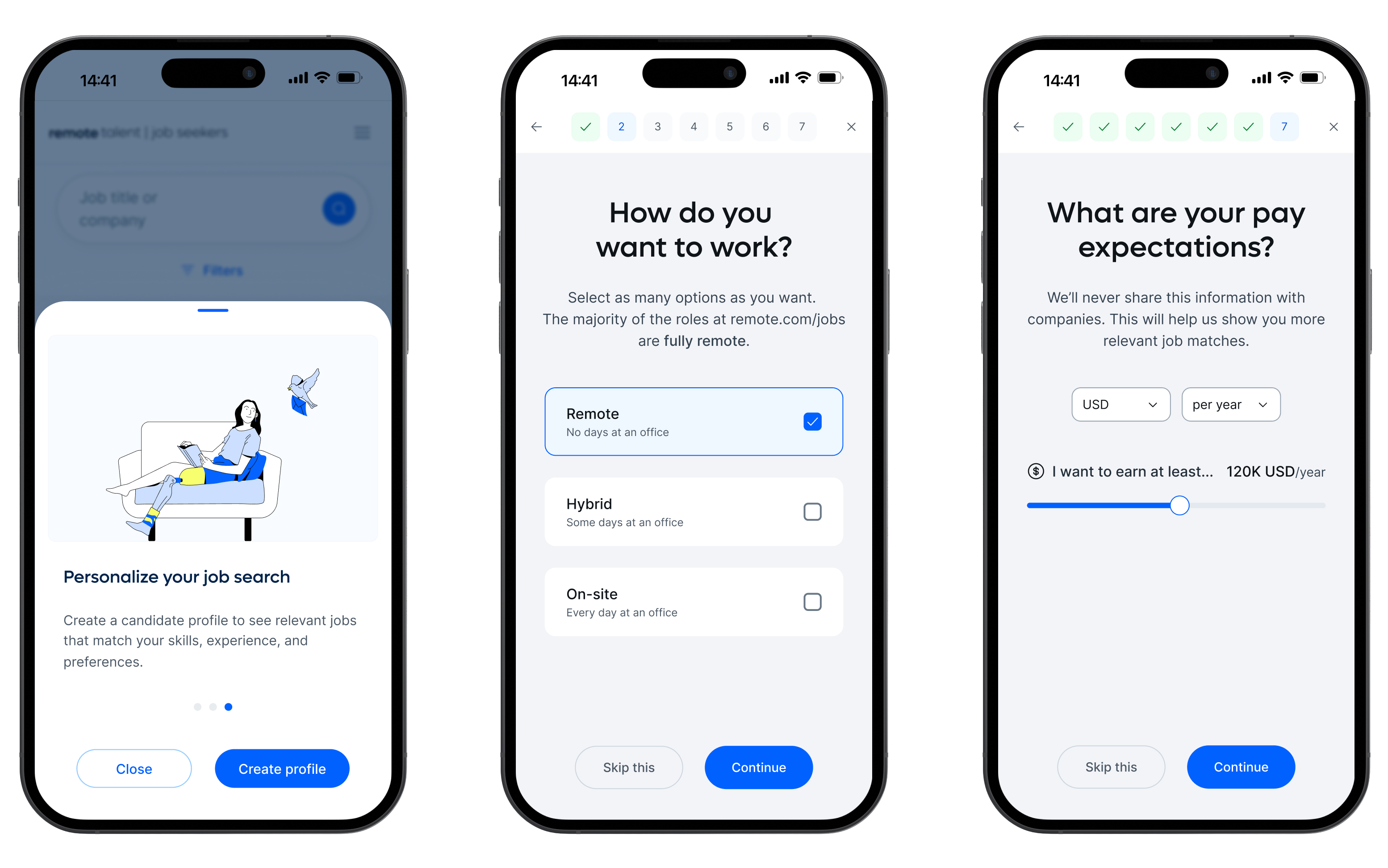 Candidate profile interface preview