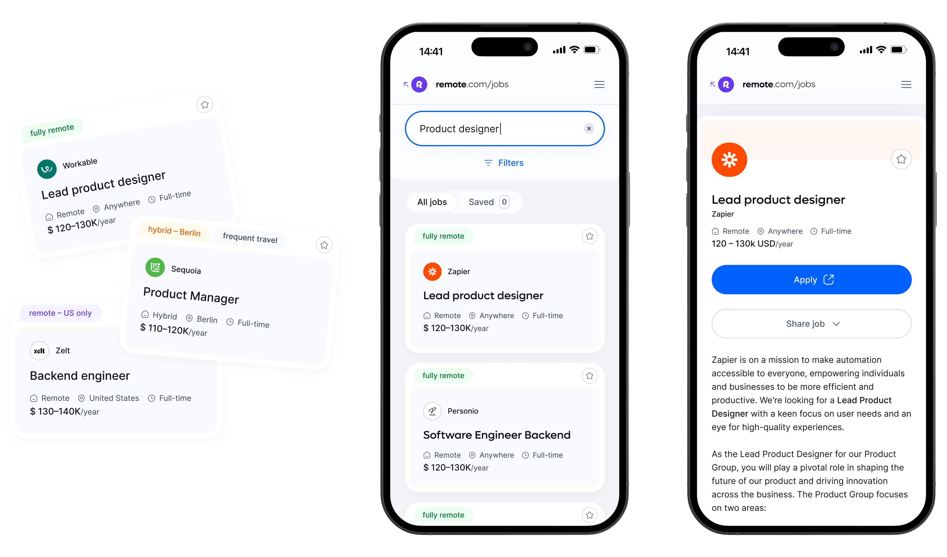 Remote jobs interface preview